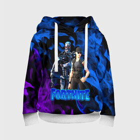 Детская толстовка 3D с принтом Fortnite T-800/Sarah в городе Новоалтайск, 100% полиэстер | двухслойный капюшон со шнурком для регулировки, мягкие манжеты на рукавах и по низу толстовки, спереди карман-кенгуру с мягким внутренним слоем | fortnite | heroes | logo game | marshmallow | marshmello | sarah | sarah connor | t 800 | terminator | битва | бойцы | игра | карась | логотипы игр | маршмеллоу | персонажи игр | робот | сара коннор | терминатор | фортнайт