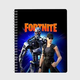 Тетрадь с принтом Fortnite терминатор в городе Новоалтайск, 100% бумага | 48 листов, плотность листов — 60 г/м2, плотность картонной обложки — 250 г/м2. Листы скреплены сбоку удобной пружинной спиралью. Уголки страниц и обложки скругленные. Цвет линий — светло-серый
 | Тематика изображения на принте: fortnite | t 800 | terminator | терминатор