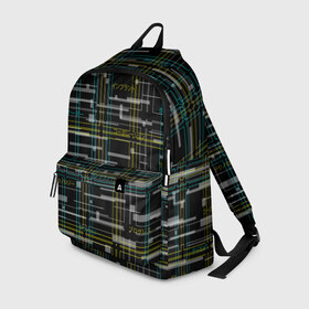 Рюкзак 3D с принтом Cyberpunk Tartan в городе Новоалтайск, 100% полиэстер | лямки с регулируемой длиной, сверху петелька, чтобы рюкзак можно было повесить на вешалку. Основное отделение закрывается на молнию, как и внешний карман. Внутри два дополнительных кармана, один из которых закрывается на молнию. По бокам два дополнительных кармашка | Тематика изображения на принте: cyberpunk | glitch | глитч | киберпанк | клетка | матрица | узор | футуристичный | шотландка