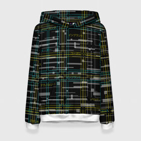 Женская толстовка 3D с принтом Cyberpunk Tartan в городе Новоалтайск, 100% полиэстер  | двухслойный капюшон со шнурком для регулировки, мягкие манжеты на рукавах и по низу толстовки, спереди карман-кенгуру с мягким внутренним слоем. | cyberpunk | glitch | глитч | киберпанк | клетка | матрица | узор | футуристичный | шотландка