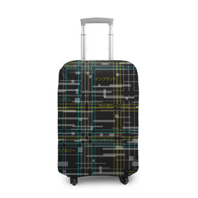 Чехол для чемодана 3D с принтом Cyberpunk Tartan в городе Новоалтайск, 86% полиэфир, 14% спандекс | двустороннее нанесение принта, прорези для ручек и колес | cyberpunk | glitch | глитч | киберпанк | клетка | матрица | узор | футуристичный | шотландка