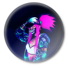 Значок с принтом KDA Акали в городе Новоалтайск,  металл | круглая форма, металлическая застежка в виде булавки | Тематика изображения на принте: k pop | kda | lol | акали | образ