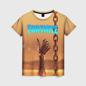 Женская футболка 3D с принтом Fortnite терминатор в городе Новоалтайск, 100% полиэфир ( синтетическое хлопкоподобное полотно) | прямой крой, круглый вырез горловины, длина до линии бедер | fortnite | t 800 | terminator | терминатор
