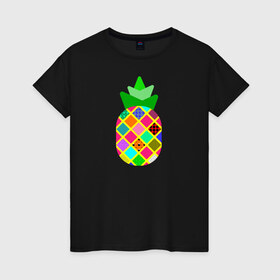 Женская футболка хлопок с принтом Pineapple в городе Новоалтайск, 100% хлопок | прямой крой, круглый вырез горловины, длина до линии бедер, слегка спущенное плечо | pineapple | tropical fruit | ананас | тропический фрукт