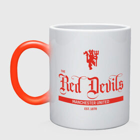 Кружка хамелеон с принтом MU Red Devils в городе Новоалтайск, керамика | меняет цвет при нагревании, емкость 330 мл | devils | fc | manchester | mu | red | united | англия | дьяволы | красные | манчестер | мю | юнайтед