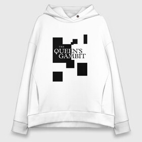Женское худи Oversize хлопок с принтом Ход Королевы в городе Новоалтайск, френч-терри — 70% хлопок, 30% полиэстер. Мягкий теплый начес внутри —100% хлопок | боковые карманы, эластичные манжеты и нижняя кромка, капюшон на магнитной кнопке | 