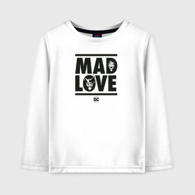 Детский лонгслив хлопок с принтом Mad love в городе Новоалтайск, 100% хлопок | круглый вырез горловины, полуприлегающий силуэт, длина до линии бедер | 14 февраля | harley quinn | joker | vdkimel | день святого валентина | джокер | харли квинн