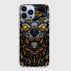 Чехол для iPhone 13 Pro Max с принтом Хищный лев киборг в городе Новоалтайск,  |  | Тематика изображения на принте: art | cyber | lion | mechanical | арт | кибер | лев | механический | монстр | робот