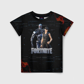Детская футболка 3D с принтом Fortnite - Terminator в городе Новоалтайск, 100% гипоаллергенный полиэфир | прямой крой, круглый вырез горловины, длина до линии бедер, чуть спущенное плечо, ткань немного тянется | chapter 2 | fortnite | fortnite 3 | fortnite terminator | sarah connor and terminator 800 | t 800 | t 800 fortnite | сара коннор | скин t 800 | скин терминатора | терминатор | терминатор т 800 | фортнайт | фортнайт глава 2 | фортнайт тер