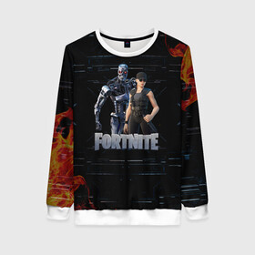 Женский свитшот 3D с принтом Fortnite - Terminator в городе Новоалтайск, 100% полиэстер с мягким внутренним слоем | круглый вырез горловины, мягкая резинка на манжетах и поясе, свободная посадка по фигуре | chapter 2 | fortnite | fortnite 3 | fortnite terminator | sarah connor and terminator 800 | t 800 | t 800 fortnite | сара коннор | скин t 800 | скин терминатора | терминатор | терминатор т 800 | фортнайт | фортнайт глава 2 | фортнайт тер