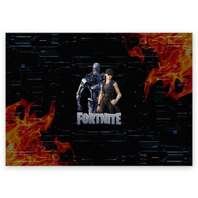 Поздравительная открытка с принтом Fortnite - Terminator в городе Новоалтайск, 100% бумага | плотность бумаги 280 г/м2, матовая, на обратной стороне линовка и место для марки
 | chapter 2 | fortnite | fortnite 3 | fortnite terminator | sarah connor and terminator 800 | t 800 | t 800 fortnite | сара коннор | скин t 800 | скин терминатора | терминатор | терминатор т 800 | фортнайт | фортнайт глава 2 | фортнайт тер