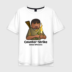 Мужская футболка хлопок Oversize с принтом CS GO Коктейль Молотова в городе Новоалтайск, 100% хлопок | свободный крой, круглый ворот, “спинка” длиннее передней части | 
