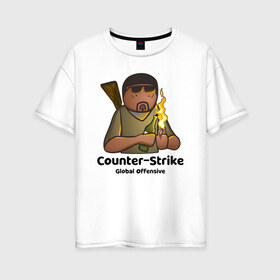Женская футболка хлопок Oversize с принтом CS GO Коктейль Молотова в городе Новоалтайск, 100% хлопок | свободный крой, круглый ворот, спущенный рукав, длина до линии бедер
 | 