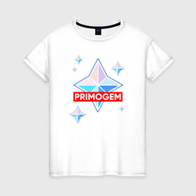 Женская футболка хлопок с принтом PRIMOGEM в городе Новоалтайск, 100% хлопок | прямой крой, круглый вырез горловины, длина до линии бедер, слегка спущенное плечо | 