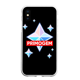 Чехол для iPhone XS Max матовый с принтом PRIMOGEM в городе Новоалтайск, Силикон | Область печати: задняя сторона чехла, без боковых панелей | Тематика изображения на принте: genshin | genshin impact | legendary | primogem | roll | геншин | геншин импакт | молитва | примогем | хочу верить