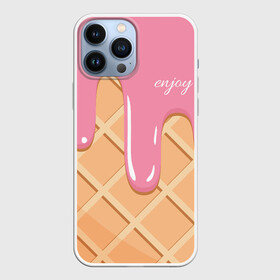 Чехол для iPhone 13 Pro Max с принтом Мороженое Рожок в городе Новоалтайск,  |  | Тематика изображения на принте: enjoy | вафля | мороженко | мороженое | рожок | удовольствие | я мороженое
