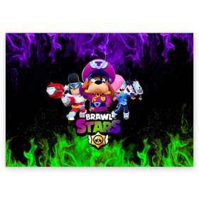 Поздравительная открытка с принтом Brawl Stars the StarrForce в городе Новоалтайск, 100% бумага | плотность бумаги 280 г/м2, матовая, на обратной стороне линовка и место для марки
 | brawl | brawl ruffs | brawl stars | brawler | colette | colonel ruffs | leon | new brawler | ruffs | ruffus | space ox bull | starrforce | астробык булл | бравл | бравл гавс | бравл старс | бравлер | гавс | генерал пес | колетт | леон 