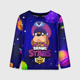 Детский лонгслив 3D с принтом Brawl Stars - Генерал Гавс в городе Новоалтайск, 100% полиэстер | длинные рукава, круглый вырез горловины, полуприлегающий силуэт
 | 2020 | 2021 | brawl | colonel | dog | leon | ruffus | space | stars | бравл | браво | гавс | генерал | корабль | космический | космос | леон | лион | новые | новый | персонаж | персонажи | пес | планеты | собака | страс