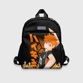Детский рюкзак 3D с принтом HAIKYUU!! Шоё Хината и его команда в городе Новоалтайск, 100% полиэстер | лямки с регулируемой длиной, сверху петелька, чтобы рюкзак можно было повесить на вешалку. Основное отделение закрывается на молнию, как и внешний карман. Внутри дополнительный карман. По бокам два дополнительных кармашка | anime | haikyu | haikyuu | karasuno | аниме | волейбол | ворон | карасуно | манга | мяч | сёё хината