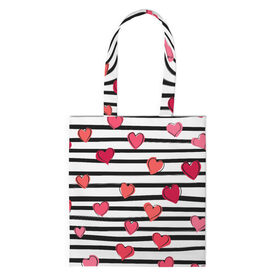 Шоппер 3D с принтом Hearts Pattern в городе Новоалтайск, 100% полиэстер | Плотность: 200 г/м2; Размер: 34×35 см; Высота лямок: 30 см | 14 февраля | валентинка | день всех влюбленных | день святого валентина | иконки | любовь | сердца | символы | узор