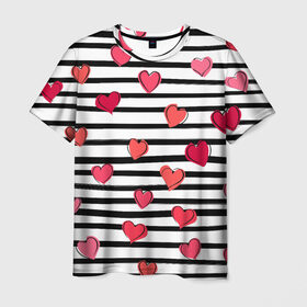 Мужская футболка 3D с принтом Hearts Pattern в городе Новоалтайск, 100% полиэфир | прямой крой, круглый вырез горловины, длина до линии бедер | 14 февраля | валентинка | день всех влюбленных | день святого валентина | иконки | любовь | сердца | символы | узор