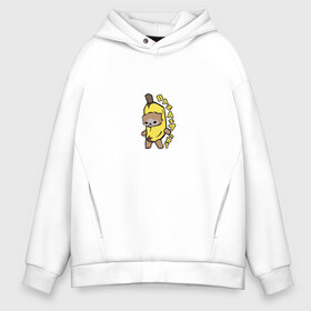 Мужское худи Oversize хлопок с принтом Banana Cat в городе Новоалтайск, френч-терри — 70% хлопок, 30% полиэстер. Мягкий теплый начес внутри —100% хлопок | боковые карманы, эластичные манжеты и нижняя кромка, капюшон на магнитной кнопке | 