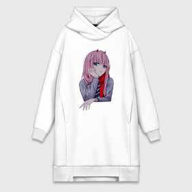 Платье-худи хлопок с принтом Грустная Zero Two в городе Новоалтайск,  |  | darling | darling in the franxx | zero two | вайфу | зеро ту | код 002 | любимый во франксе | франкс