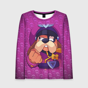 Женский лонгслив 3D с принтом ГЕНЕРАЛ ГАВС - Brawl Stars в городе Новоалтайск, 100% полиэстер | длинные рукава, круглый вырез горловины, полуприлегающий силуэт | brawl stars | brawl stars 5 | brawl stars 5 сезон | ronin rufus | бравл старс | бравлы | гавс | генерал гавс | огонь | пламя | ронин гавс | собака