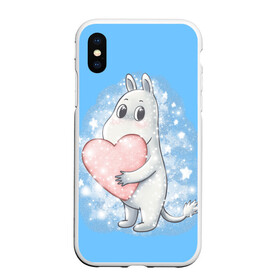 Чехол для iPhone XS Max матовый с принтом Муми-тролль с сердечком в городе Новоалтайск, Силикон | Область печати: задняя сторона чехла, без боковых панелей | Тематика изображения на принте: 14февраля | аниме | деньсвятоговалентина | любовь | мультфильм | муми тролль | мумидолина | мумитролли | мумитролль | сказка