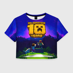 Женская футболка Crop-top 3D с принтом Minecraft в городе Новоалтайск, 100% полиэстер | круглая горловина, длина футболки до линии талии, рукава с отворотами | minecraft | алекс | белый | блоки | ведьма | взрывчатка | визера | волк | гаст | добывать | дракон | зеленый куб | зомби | игра | крафт | крипер | кубики | лошадка | майн | майнкрафт | манкрафт | овечка | оцелот
