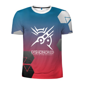 Мужская футболка 3D спортивная с принтом DISHONORED в городе Новоалтайск, 100% полиэстер с улучшенными характеристиками | приталенный силуэт, круглая горловина, широкие плечи, сужается к линии бедра | arkane studios | bethesda softworks | corvo | dishonored | dishonored 2 | emily | ассасин | защитник | императрица | клинок | корво | трон