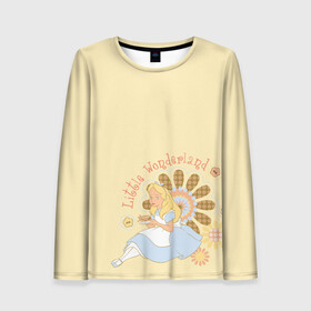 Женский лонгслив 3D с принтом Little Wonderland в городе Новоалтайск, 100% полиэстер | длинные рукава, круглый вырез горловины, полуприлегающий силуэт | alice | alice in wonderland | vdosadir | алиса | алиса в стране чудес