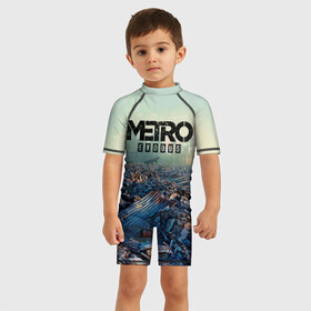 Детский купальный костюм 3D с принтом Metro Exodus в городе Новоалтайск, Полиэстер 85%, Спандекс 15% | застежка на молнии на спине | 2033 | exodus | metro | metro 2033 | metro exodus | stalker | апокалипсис | диггер | дигеры | метро | разрушка | эпидемия