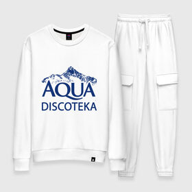 Женский костюм хлопок с принтом AQUADISCOTEKA в городе Новоалтайск, 100% хлопок | на свитшоте круглая горловина, мягкая резинка по низу. Брюки заужены к низу, на них два вида карманов: два 