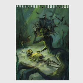 Скетчбук с принтом Underwater undead в городе Новоалтайск, 100% бумага
 | 48 листов, плотность листов — 100 г/м2, плотность картонной обложки — 250 г/м2. Листы скреплены сверху удобной пружинной спиралью | +16 | mermaid | skeleton | underwater | русалка | скелет