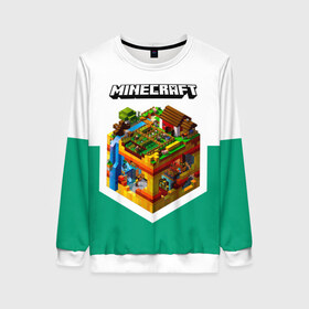 Женский свитшот 3D с принтом Minecraft в городе Новоалтайск, 100% полиэстер с мягким внутренним слоем | круглый вырез горловины, мягкая резинка на манжетах и поясе, свободная посадка по фигуре | minecraft | алекс | белый | блоки | ведьма | взрывчатка | визера | волк | гаст | добывать | дракон | зеленый куб | зомби | игра | крафт | крипер | кубики | лошадка | майн | майнкрафт | манкрафт | овечка | оцелот
