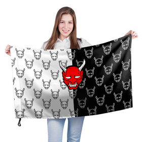 Флаг 3D с принтом DEMON BLACK/WHITE 2 в городе Новоалтайск, 100% полиэстер | плотность ткани — 95 г/м2, размер — 67 х 109 см. Принт наносится с одной стороны | fashion | fire | game | hip hop | rap | street style | top | игра | мода | огонь | рэп | топ | уличный стиль | хип хоп
