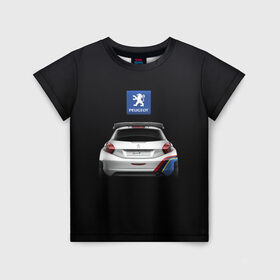Детская футболка 3D с принтом Peugeot sport в городе Новоалтайск, 100% гипоаллергенный полиэфир | прямой крой, круглый вырез горловины, длина до линии бедер, чуть спущенное плечо, ткань немного тянется | Тематика изображения на принте: auto | emotion | motion | peugeot | sport | авто | лого | логотип | пежо | пижо | спорт