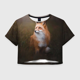 Женская футболка Crop-top 3D Лиса-охотница: в городе Новоалтайск, 100% полиэстер | круглая горловина, длина футболки до линии талии, рукава с отворотами | fox | foxy | животное | звери | лиса | лисенок | лисичка | милая | рыжая | фокс