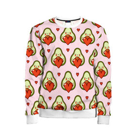 Детский свитшот 3D с принтом Love Avocado в городе Новоалтайск, 100% полиэстер | свободная посадка, прямой крой, мягкая тканевая резинка на рукавах и понизу свитшота | 14 февраля | love | авокадо | вкусняшка | день святого валентина | еда | любовь | паттерн | сердечко