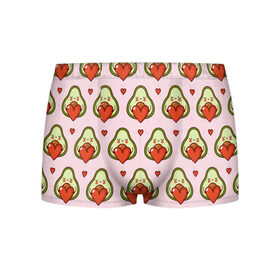 Мужские трусы 3D с принтом Love Avocado в городе Новоалтайск, 50% хлопок, 50% полиэстер | классическая посадка, на поясе мягкая тканевая резинка | 14 февраля | love | авокадо | вкусняшка | день святого валентина | еда | любовь | паттерн | сердечко