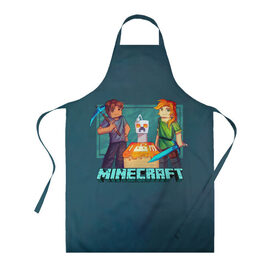 Фартук 3D с принтом Minecraft в городе Новоалтайск, 100% полиэстер | общий размер — 65 х 85 см, ширина нагрудника — 26 см, горловина — 53 см, длина завязок — 54 см, общий обхват в поясе — 173 см. Принт на завязках и на горловине наносится с двух сторон, на основной части фартука — только с внешней стороны | minecraft | алекс | белый | блоки | ведьма | взрывчатка | визера | волк | гаст | добывать | дракон | зеленый куб | зомби | игра | крафт | крипер | кубики | лошадка | майн | майнкрафт | манкрафт | овечка | оцелот