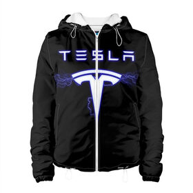 Женская куртка 3D с принтом TESLA в городе Новоалтайск, ткань верха — 100% полиэстер, подклад — флис | прямой крой, подол и капюшон оформлены резинкой с фиксаторами, два кармана без застежек по бокам, один большой потайной карман на груди. Карман на груди застегивается на липучку | ac | acdc | america | auto | car | cars | dc | electro | elon | logo | musk | rock | space | spacex | tesla | usa | x | авто | автомобиль | илон | космос | лого | логотип | маск | машина | молнии | молния | музыка | рок | тесла | электричест