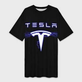 Платье-футболка 3D с принтом TESLA в городе Новоалтайск,  |  | ac | acdc | america | auto | car | cars | dc | electro | elon | logo | musk | rock | space | spacex | tesla | usa | x | авто | автомобиль | илон | космос | лого | логотип | маск | машина | молнии | молния | музыка | рок | тесла | электричест