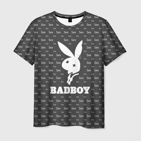 Мужская футболка 3D с принтом BADBOY (плохой мальчик) в городе Новоалтайск, 100% полиэфир | прямой крой, круглый вырез горловины, длина до линии бедер | erotic | femdom | love | playboy | для влюбленных | любовь | плейбой | подарок любви | поцелуй | романтика | садо мазо | свидание | страсть | фемдом 