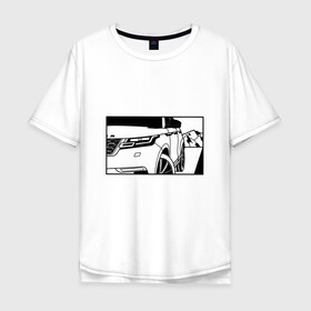 Мужская футболка хлопок Oversize с принтом Range Rover Evoque Черно-белый в городе Новоалтайск, 100% хлопок | свободный крой, круглый ворот, “спинка” длиннее передней части | range rover evoque | горы | дорога | иллюстрация | колеса | машина | фары | черно белый