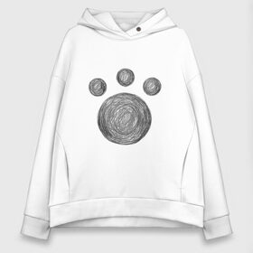 Женское худи Oversize хлопок с принтом Лапка в городе Новоалтайск, френч-терри — 70% хлопок, 30% полиэстер. Мягкий теплый начес внутри —100% хлопок | боковые карманы, эластичные манжеты и нижняя кромка, капюшон на магнитной кнопке | кот | кошка | мяу | полосатый | хвостатый