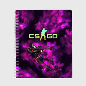 Тетрадь с принтом CS GO Purple madness в городе Новоалтайск, 100% бумага | 48 листов, плотность листов — 60 г/м2, плотность картонной обложки — 250 г/м2. Листы скреплены сбоку удобной пружинной спиралью. Уголки страниц и обложки скругленные. Цвет линий — светло-серый
 | counter strike | cs go | дым | контра | кс го | фиолетовый
