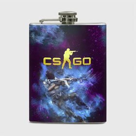 Фляга с принтом CS GO Blue smoke в городе Новоалтайск, металлический корпус | емкость 0,22 л, размер 125 х 94 мм. Виниловая наклейка запечатывается полностью | Тематика изображения на принте: counter strike | cs go | дым | контра | кс го | синий
