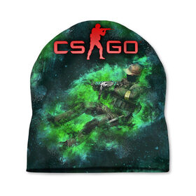 Шапка 3D с принтом CS GO Green rage в городе Новоалтайск, 100% полиэстер | универсальный размер, печать по всей поверхности изделия | counter strike | cs go | дым | зелёный | контра | кс го